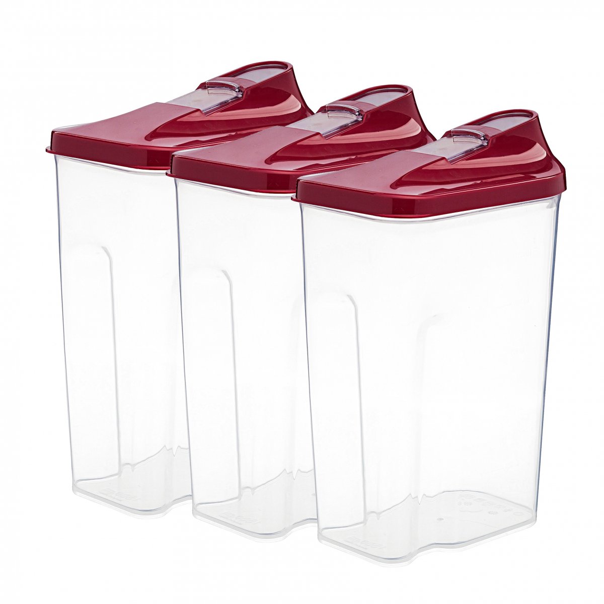 Bakliyat & Baharat Kutusu, Sürgülü, 1.5 LT,  3'lü Set, Bordo