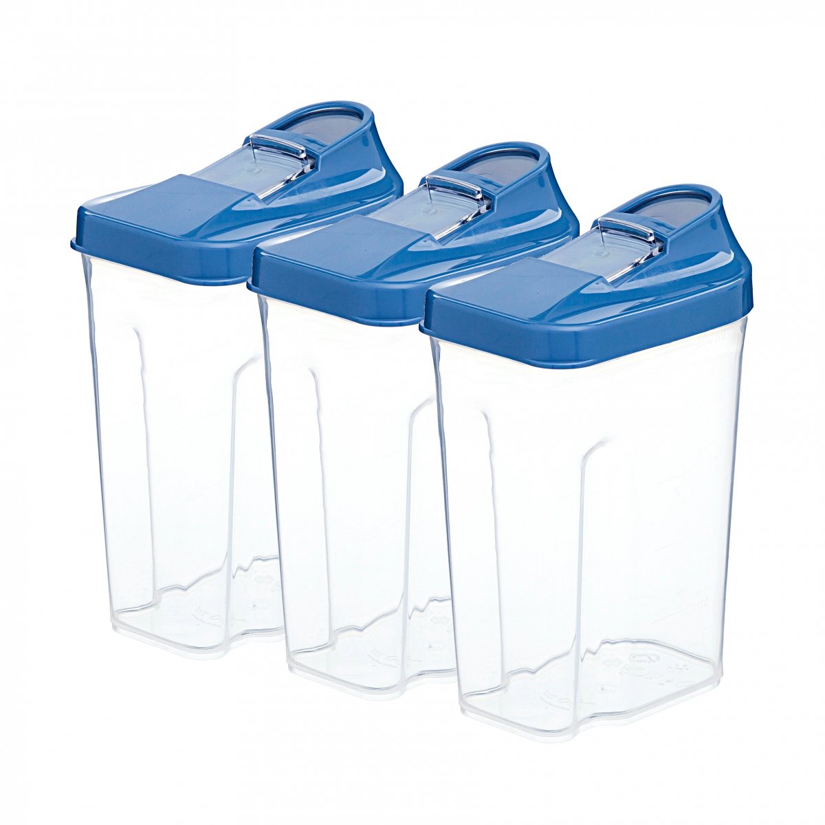 Bakliyat & Baharat Kutusu, Sürgülü, 250 Ml, 3'lü Set, Mavi