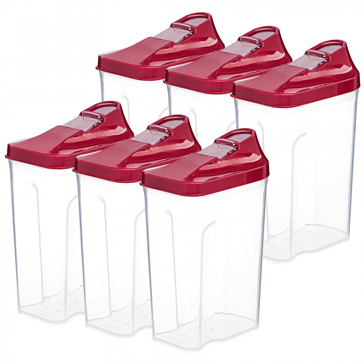 Bakliyat & Baharat Kutusu, Sürgülü, 500 ML, 6'lı Set, Bordo