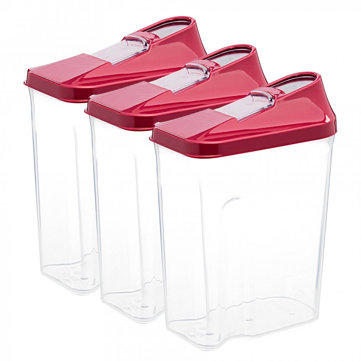 Bakliyat & Baharat Kutusu, Sürgülü, 750 Ml, 3'lü Set, Bordo