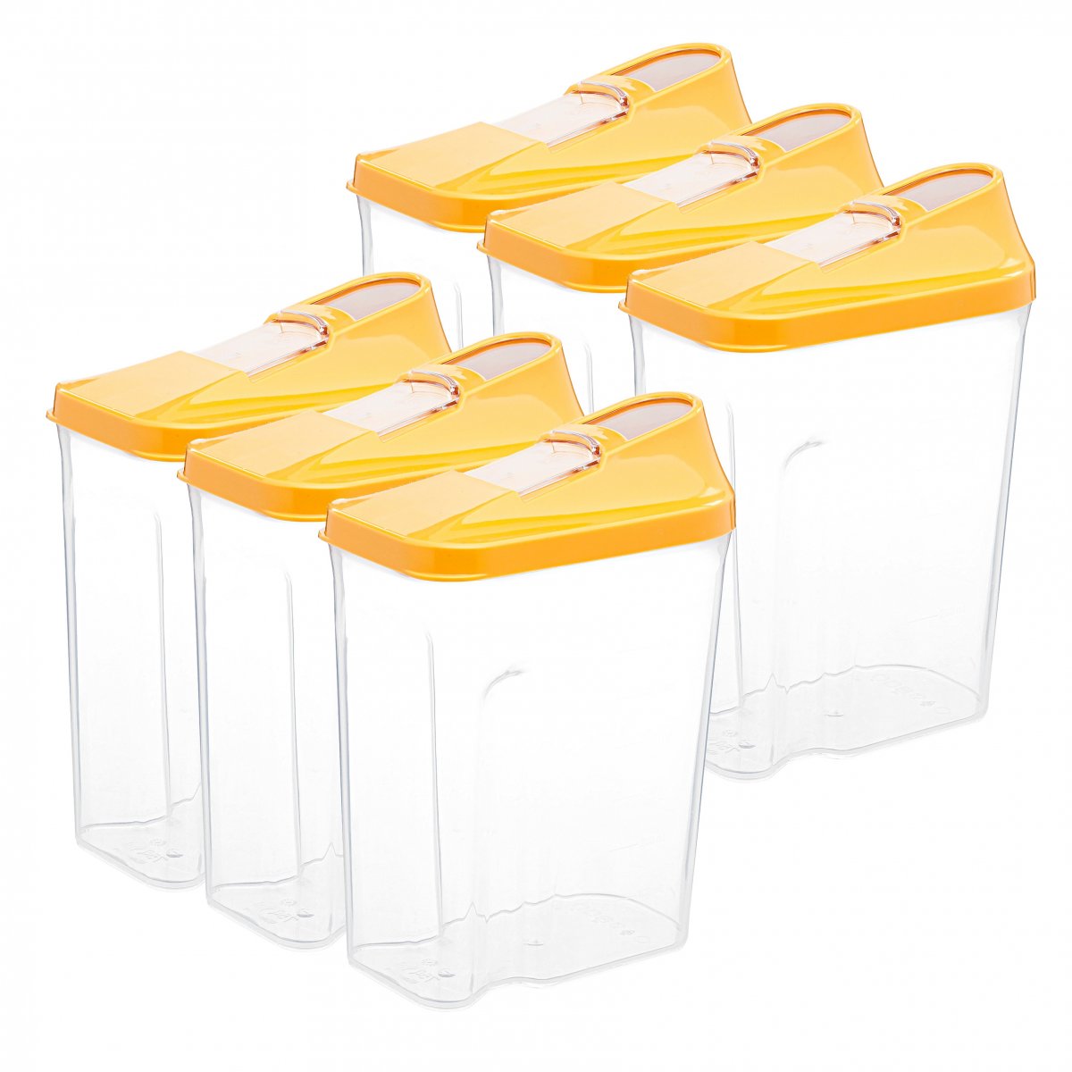 Bakliyat & Baharat Kutusu, Sürgülü, 750 Ml, 6'lı Set, Hardal