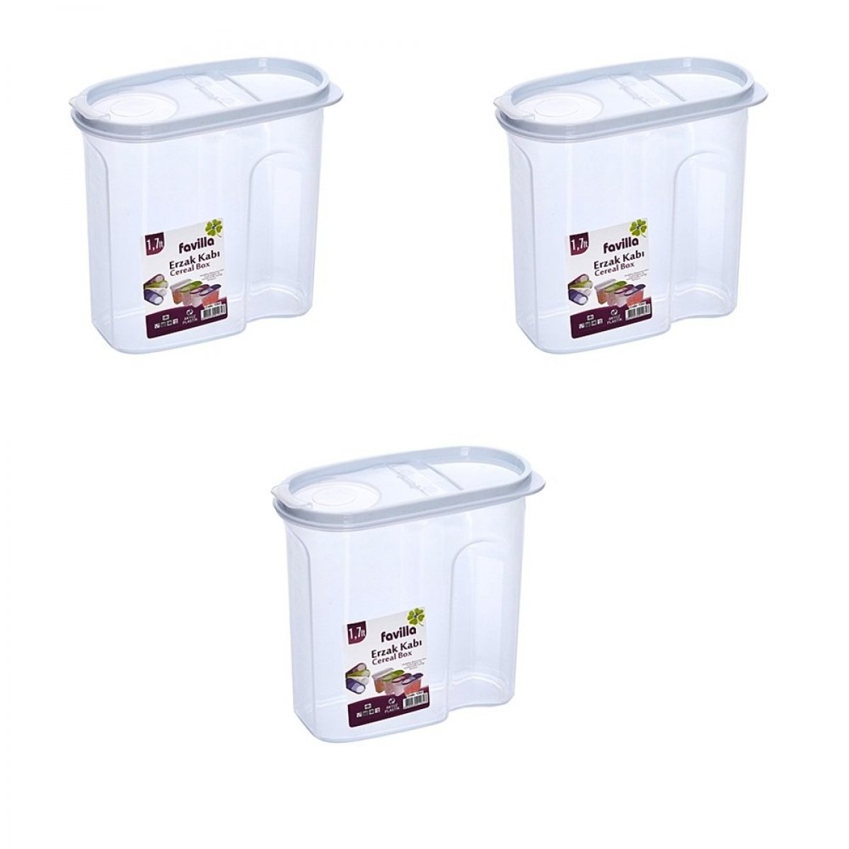 Erzak Kabı, 1,7 LT, Beyaz 3'lü Set