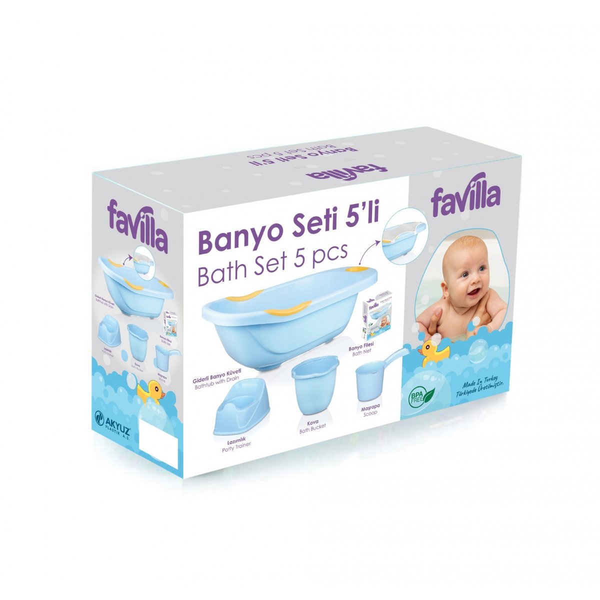 Favilla Bebek Küvet Seti 5 Parça (Pembe)