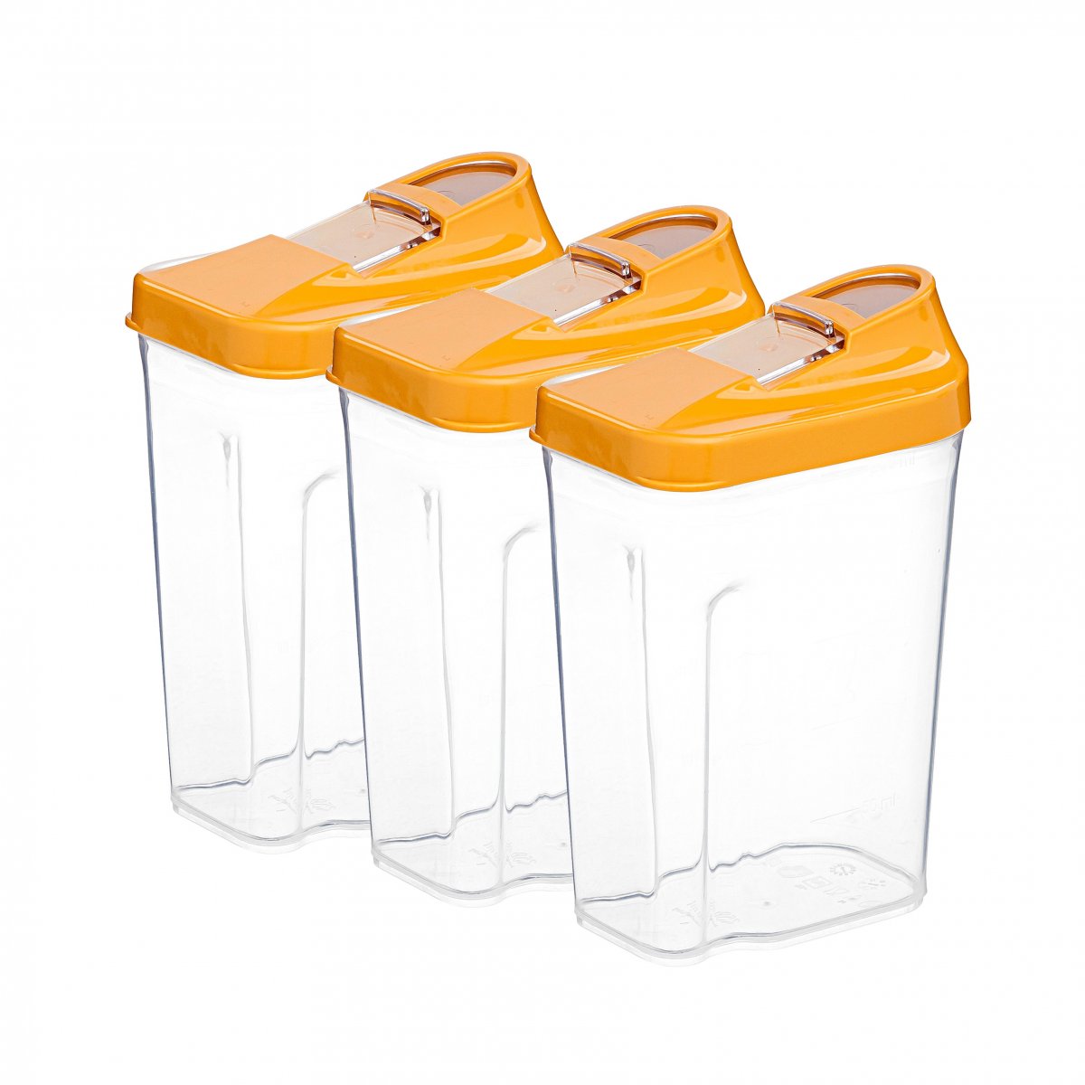 Sürgülü Bakliyat Kabı, 250 ML, 3'lü set,  hardal