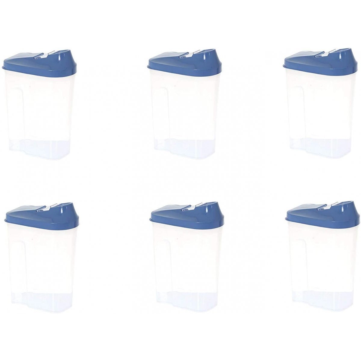 Sürgülü Bakliyat Kabı, 250 Ml, 6'lı set, Mavi