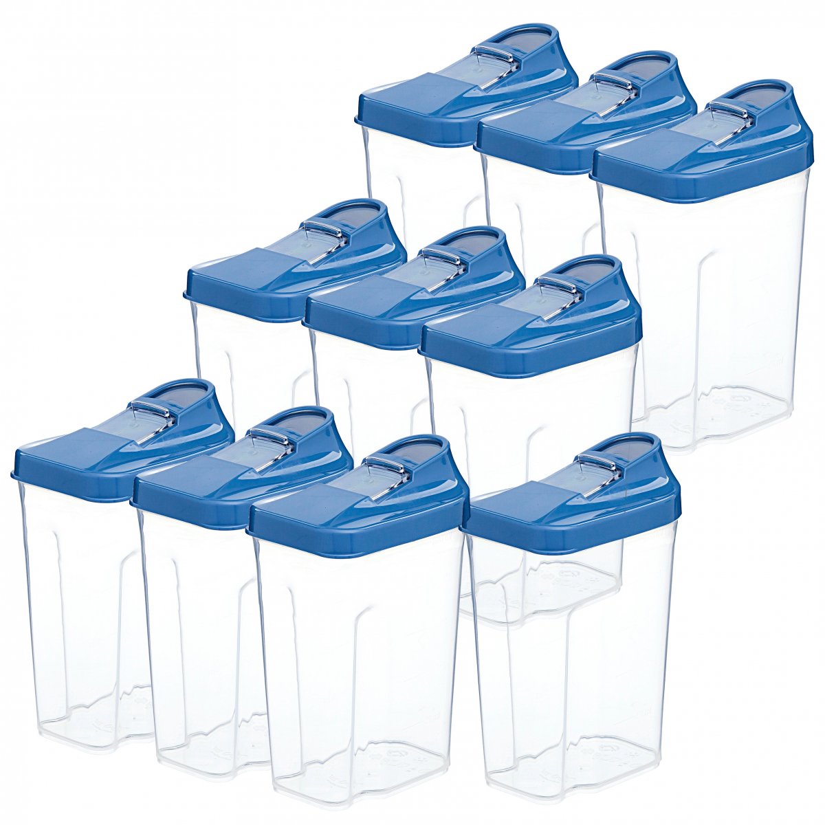 Sürgülü Bakliyat Kutusu, 250 ML, 10'lu set, Mavi