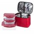 Favilla 3109 Kırmızı Renkli Termos Çanta+3 Adet Sızdırmaz Saklama Kabı ( 2 adet 420 ml ve bir adet 1.1 Litre Sızdırmaz Saklama Kutusu)